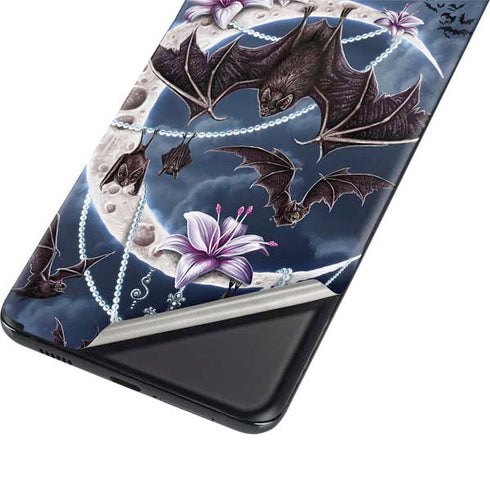 Gothic Moon with Bats and Flowers by Sarah Richter Galaxy S21 Plus 5G Skin